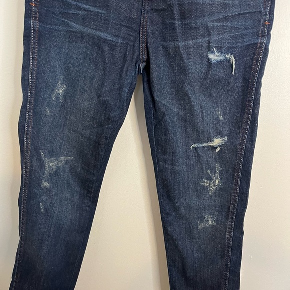 Zara Distressed Skinny Jeans 2 Dark Denim - Picture 3 of 7